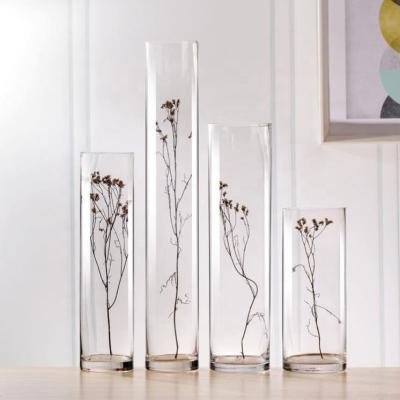 China Large Clear Desk Cylinder Acrylic Glass Plastic Vases For Wedding Decor Centerpiece HBQQ0703 for sale