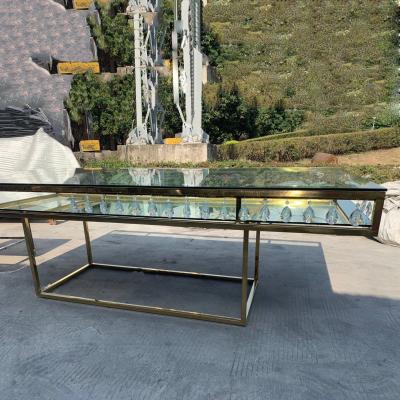 China Hot Sale Rectangle Pearl Table Top Drop Glass Wedding Table Tops Stainless Steel Table Glass Supplier for sale