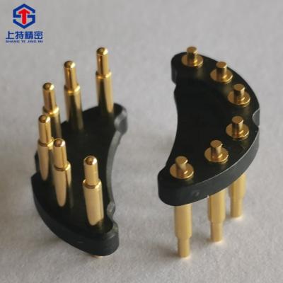 China Fire / Flame Retardant Shangte Pogopin 6pin Spring Dice Connector Custom Contact Type Loading Pin Brass Probe Manufacture for sale