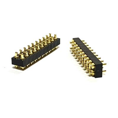 China 2X10 Two Row Flame Retardant/Flame Retardant 20PINS 5X25.4MM DIP and SMT Plated High Type 6MM and 11MM Gold Plated Spring Pogo Pin Connector for sale