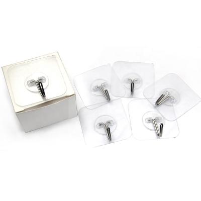 China Modern 6pcs/box Waterproof 60*60mm Adhesive Clear Heavy Duty Plastic Hooks Kit for sale