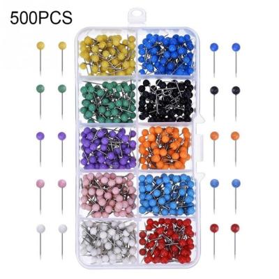 China Office and Home 500pcs Round Point Plastic Head Steel Push Pins Card Thumb Points Pin Office School Supplies for sale