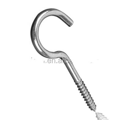 China Retail industry 2 pcs of a package nickel plated heavy duty metal unshouldered screw hook for sale