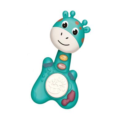 China Toy Friendly Electric Kid Instruments Battery Operated Toy Lovely Cartoon Giraffe Animal Styling Baby Plastic Drum Toys Musical Toy for sale