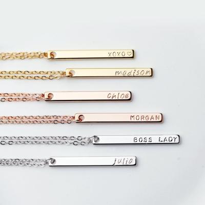 China Silver 925 Sterling Silver Personalized Name Bar Necklace Women Fashion Jewelry for sale