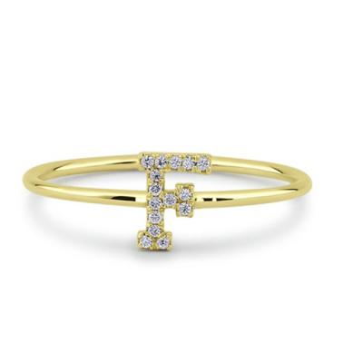 China 925 14K Gold Diamond CZ Stone Ring Dainty Jewelry Silver Personalized Initial Letter TRENDY for sale