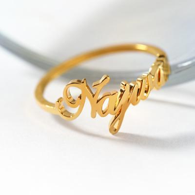 China Personalized Nickel Free Gold Plated Stainless Steel Custom Name Initial Ring Jewelry For Women for sale