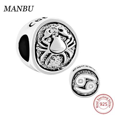 China Zodiac Charm Beads 925 Antique Sterling Silver Zodiac Charm Beads 925 Cancer Sign Jewelry 08104 for sale