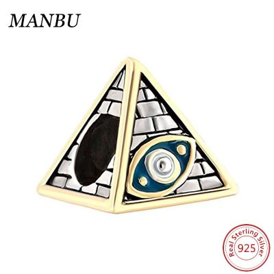 China Charms Egyptian Egyptian charms pendant necklace piramid symbol enamel evil eye sterling silver beads 08001 for sale