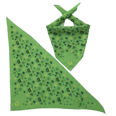 China Viable Wholesale Cute Lovely Custom Printed Logo Pet Floral Green Soft Cotton Triangular Dog Bandana for sale