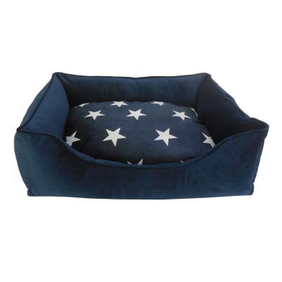 China Sustainable Pet Supplies Removable Cushion and Support Luxury Pet Bed for Dogs and Cats with Print Star for sale