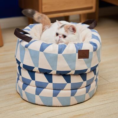 China Viable Cat Bed Round And Cave Shape Self Warming Plush Suede Fabric for sale