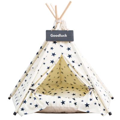 China Sustainable Hot Sale Pet Supplies Foldable Soft Warm Comfortable Pet Teepee Cat Tent for sale