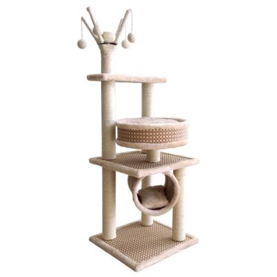 China Viable Ready to Ship New Product Plush Sisal Rope Rattan Mat Cat Muti-functional Treehouse for sale