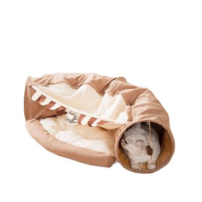 China Interactive Pet Cat Play Tunnel Pet Toys Viable Hot Sale Collapsible Fun Cat Tunnel With Removable Plush Cushion for sale