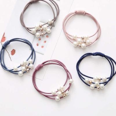 China Soft Imitation Pearl Knotted Hair Rope Hair Tie for sale