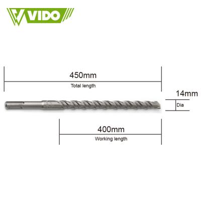 China Hot Selling VIDO Hammer Drill Bit 14*450mm Rotary Adapter YG8C Carbide Tip SDS Plus Hammer Drill Bit for sale