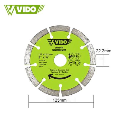 China Granite/Marble/Brick/Concrete/Stones Cutting VIDO 125mm Segment Saw Blade Diamond Cutting Disc For Gemstone Brick Granite Marble Cutter for sale