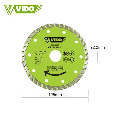 China Granite/Marble/Brick/Concrete/Stones Cutting VIDO 125mm 5 inch turbo diamond saw blade cutting disc for tile granite and ceramic for sale