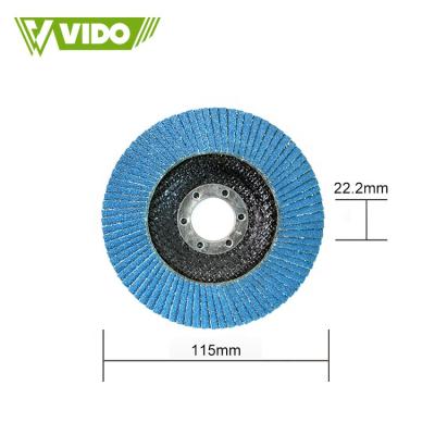 China Calcined Zirconium Abrasive VIDO Calcined Zirconium 115mm 4.5inch P80 Aluminum Angle Grinder Fin Abrasive Disc For Stainless And Steel Grinding for sale