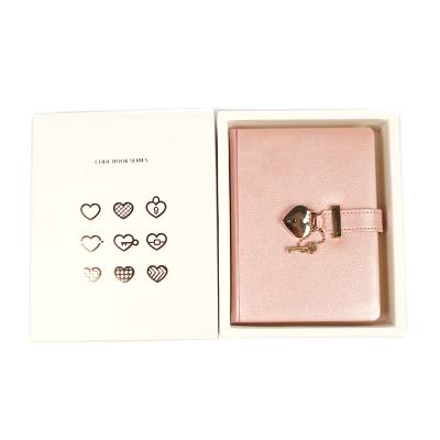 China Lock And Key Personal Diary Gift Set Heart Shaped PU Leather Cover Combination Diary With Locks And Key for sale