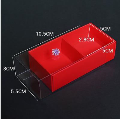 China Recycled Materials Food Grade Mini Candy Chocolate Boxes Packaging Transparent Paper Box For Macarons With Window for sale