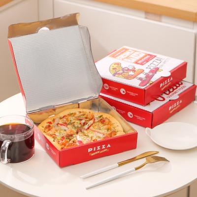 China Wholesale Food Grade Recycled 12 Inch Pizza Boxes Eco-friendly Materials Aluminum Bagrasse Corrugated Single Pizza Box for sale