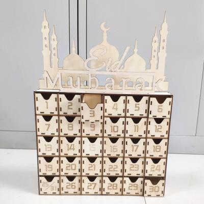 China Ramadan Advent Calendar Eid Mubarak Eco-Friendly Woodcraft Ramadan Calendar and Eid Decoration Ramadan Decor for sale