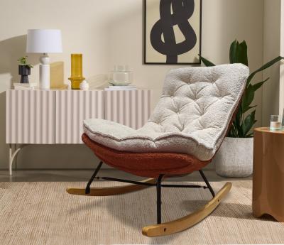 China Nordic Tufted Chair Tufted Fabric Nursery Furniture Chair Bestselling Comfortable Leisure Rocking Chair for sale