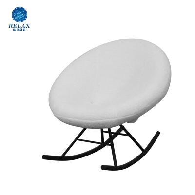 China Modern Design White Rocking Chair Furniture Fabric Fabric With Metal Legs Lounge Armchair for sale