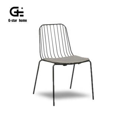 China Modern Cheap Garden Chair Stackable Metal Patio Iron Chair Wire Outdoor Dining Chair for sale