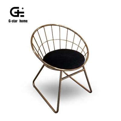 China Wholesale price creative wire metal design electroplate champagne gold frame dining restaurant cafe metal wire chair for sale