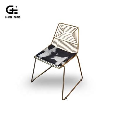 China Lucy Net Gold Wire Mesh Modern Metal Iron Wire Mesh Dining Chair for sale