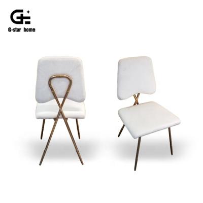 China Upholstery Modern Dining Room Furniture Gold Stainless Steel Maxim Brass Frame Dining Chair for sale