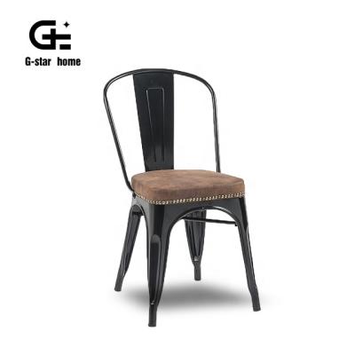 China Classic Black Metal Chair Opening Sales Restaurant Furniture Fabric Cushions Cafe Metal Chair for sale