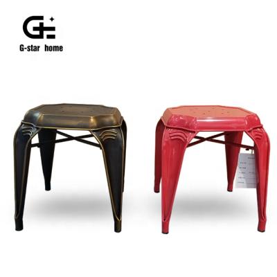 China Metal Hex Stool Commerical Bistros Metal Bar Stools Industrial Indoor Outdoor Stackable Backless Restaurant 18 Inch for sale