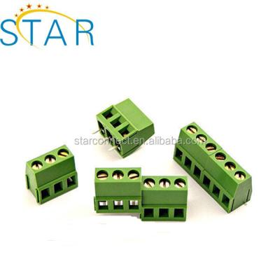 China PCB Connector Rohs PA66 5.00mm Double Screw PCB Terminal Block Terminal Block Three Way Connector for sale