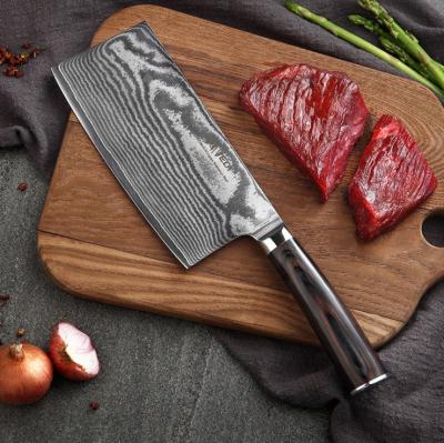 China Damascus Kitchen Knife 7 Inch Chefs Knife High End Gift Box Wooden Handle Viable Cleaver 67 Layers Bolster Steel Knife for sale