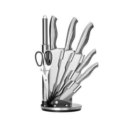 China Sustainable Kitchen Knife Set 8 PCS High Carbon Stainless Steel Knife Set Serrated Steak Chef Knife Set With Acrylic Holder for sale