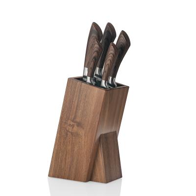 China Viable Kitchen 6PCS Cavity Handle Knife Set With Wooden Block Stainless Steel Grain Surface Coating Handle Chef Knife Sets for sale