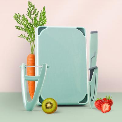 China Durable Plastic Cutting Board And Knife Set Chopper With Sharp Knife And Peeler Support Drop Shipping Cutting Boards For Kitchen for sale