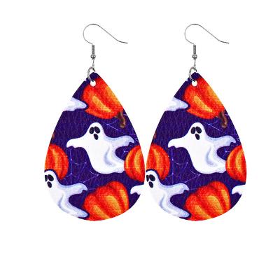 China TRENDY Party Water Accessory Drop Shape Halloween Earring For Women Pumpkin Leather Trendy Earrings for sale