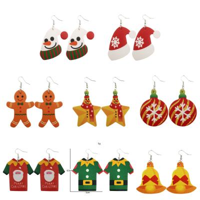 China TRENDY Christmas PU Earrings Doctor Nurse Snowman Pencil Teacher Gift Drop Earrings Women Leather Jewelry for sale