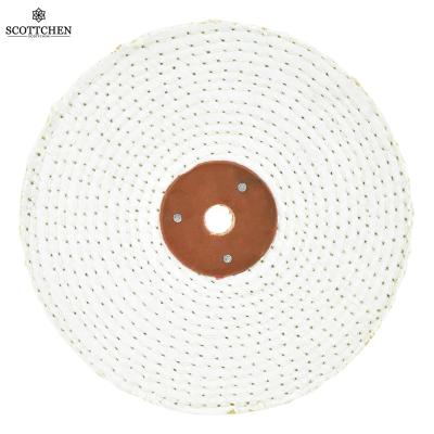 China SCOTTCHEN 8 Inch Durable Spiral Stitched Denim Buffing Buffing Wheel For Bench Grinder With 5/8