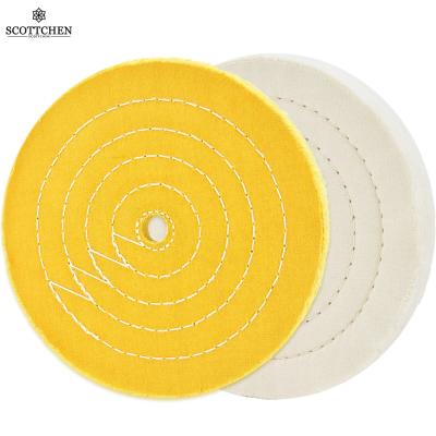 China SCOTTCHEN 8 Inch Durable Spiral Stitched Denim Buffing Buffing Wheel For Bench Grinder With 5/8