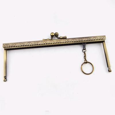 China Purse& Handbags Frames 21*7.5cm Bronze Metal Purse Frame Purse Clutch Sewing Frame for sale