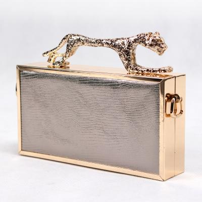 China NATIONAL Unique 7.5 Inches Even View Clutch Leopard Beige Evening Clutch Bags For Lady for sale