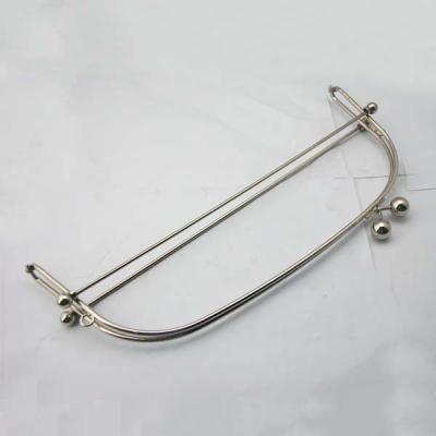 China Open And Narrow For Bags Frame Purse 32cm*13cm Silver Metal Kiss Lock For Handbags Purse for sale