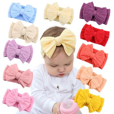 China New Fashion Children's Large Nylon Elastic Baby Hairband Baby Jacquard Bow Hair Ornament for sale