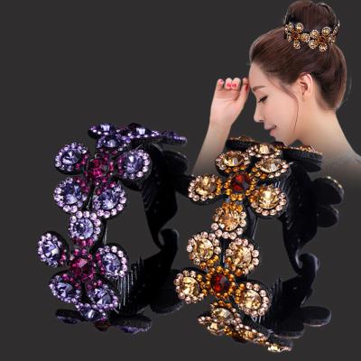 China Crystal Rhinestone Hair Claws decorations for women girls flower hair clips barrettes crabbing bands ponytail holder hairpins for sale